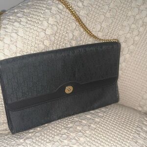 Vintage Dior Black Shoulder Bag with Gold Chain - excellent preloved condition